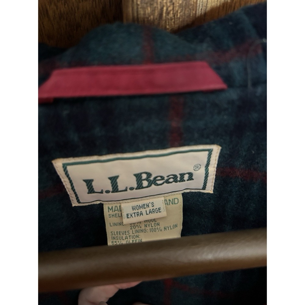 L.L.Bean VTG Woman Red Plaid Parka Coat Winter Jacket XL Wool Jacket - Picture 2 of 4
